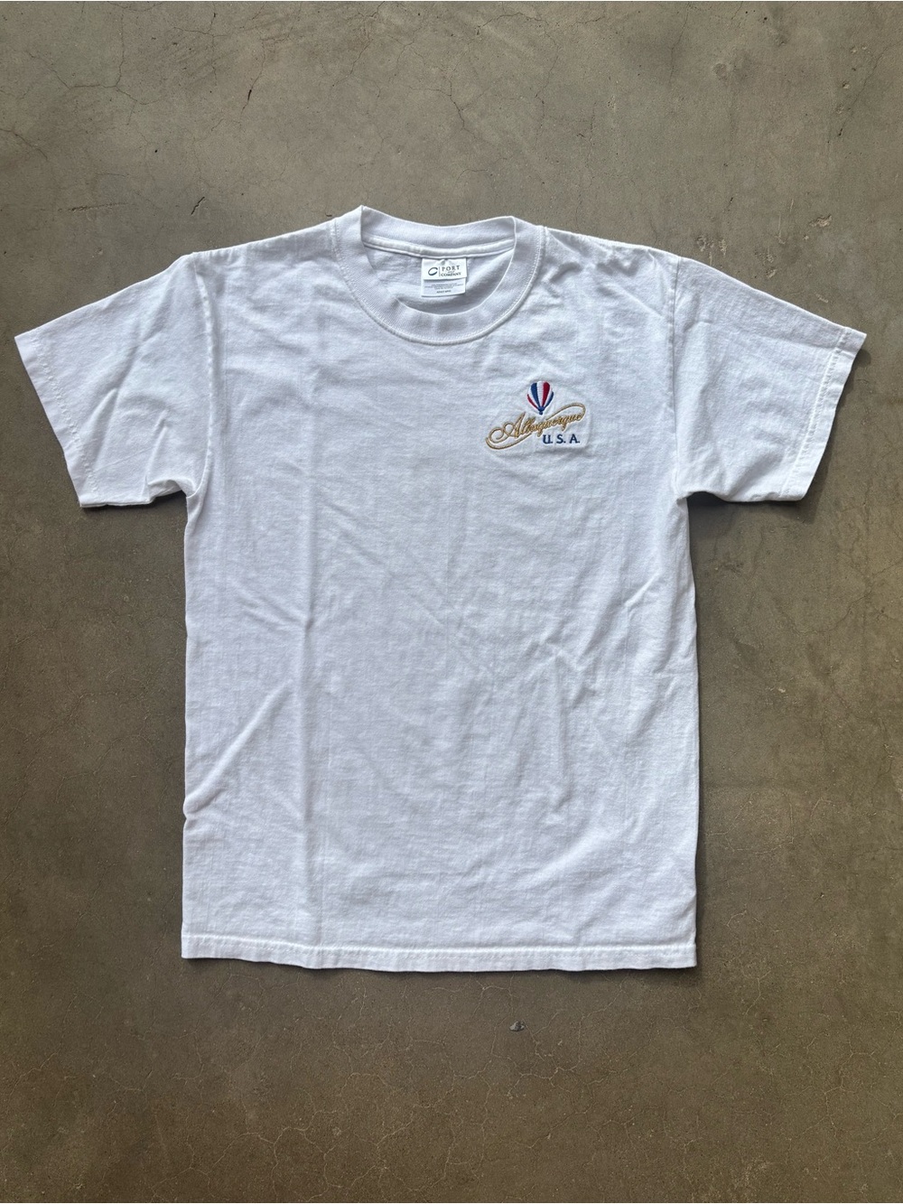 Albuquerque New Mexico Hot Air Balloon White Embroidered Tee Shirt Small Vintage